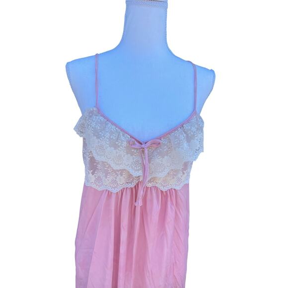 Diane Von Furstenberg Nylon Nightgown Spaghetti Strap Lace Detail Pink MEDIUM 34 - Picture 3 of 7